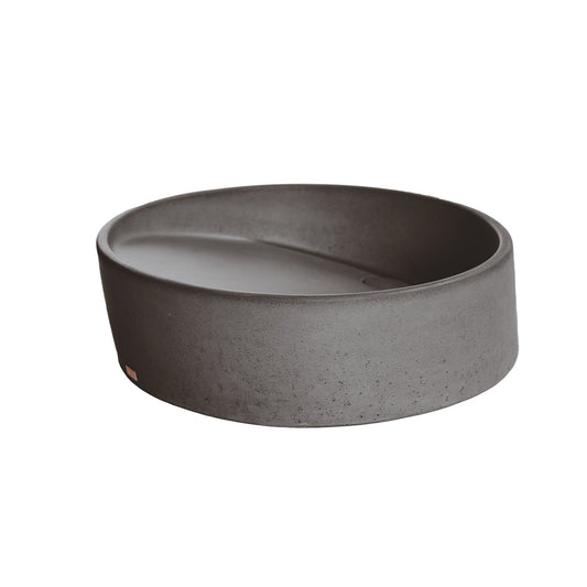 Konkretus Dal01 15" Volcanic Gray Top Mount Round Vessel Concrete Bathroom Sink