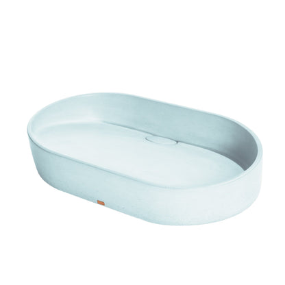 Konkretus Dal02 22" Caribbean Blue Top Mount Oval Vessel Concrete Bathroom Sink