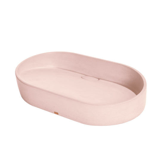 Konkretus Dal02 22" Coral Light Red Top Mount Oval Vessel Concrete Bathroom Sink
