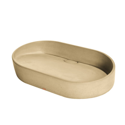 Konkretus Dal02 22" Desert Brown Top Mount Oval Vessel Concrete Bathroom Sink