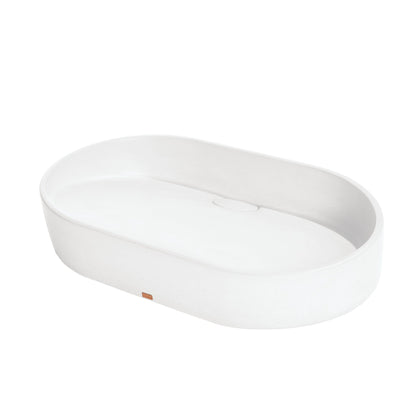 Konkretus Dal02 22" Tulum White Top Mount Oval Vessel Concrete Bathroom Sink