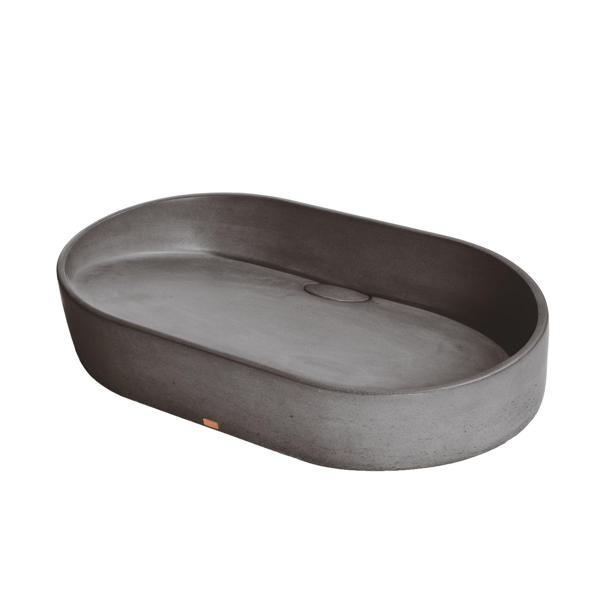 Konkretus Dal02 22" Volcanic Gray Top Mount Oval Vessel Concrete Bathroom Sink