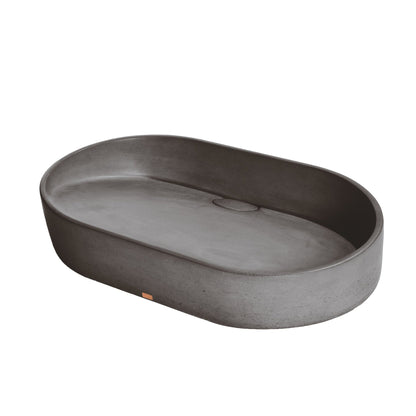 Konkretus Dal02 22" Volcanic Gray Top Mount Oval Vessel Concrete Bathroom Sink