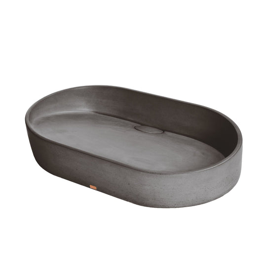 Konkretus Dal02 22" Volcanic Gray Top Mount Oval Vessel Concrete Bathroom Sink
