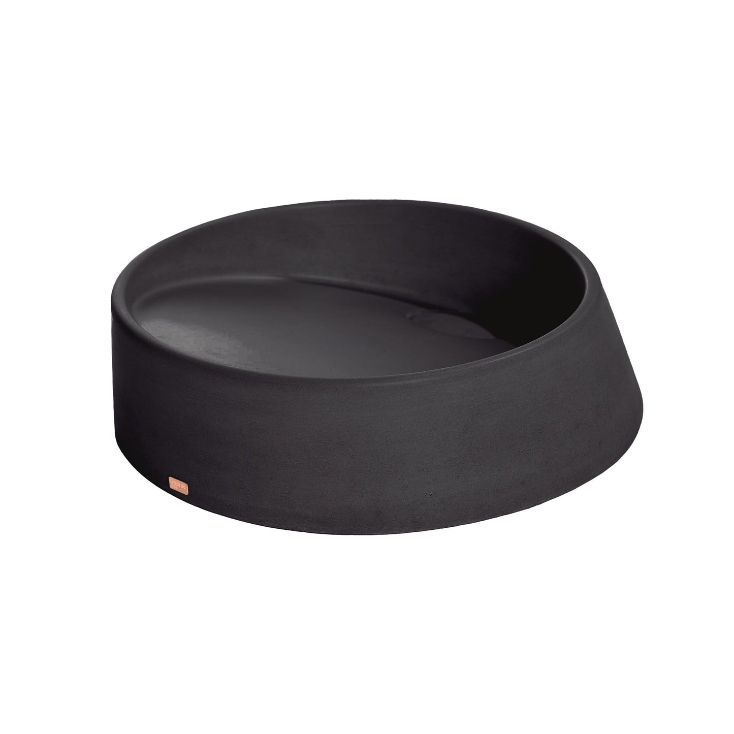Konkretus Dal04 16" Coal Black Top Mount Round Vessel Concrete Bathroom Sink
