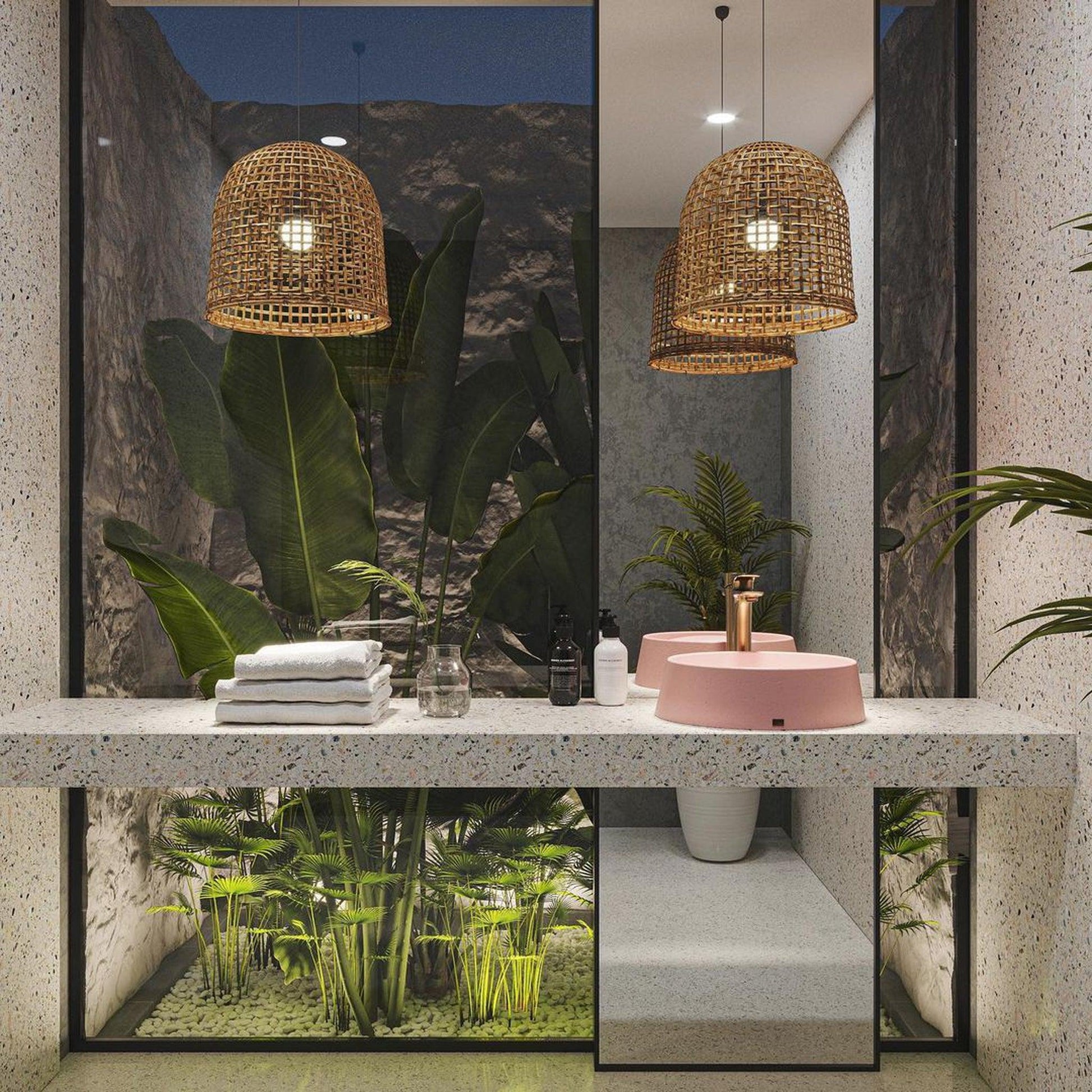 Konkretus Dal04 16" Coral Light Red Top Mount Round Vessel Concrete Bathroom Sink