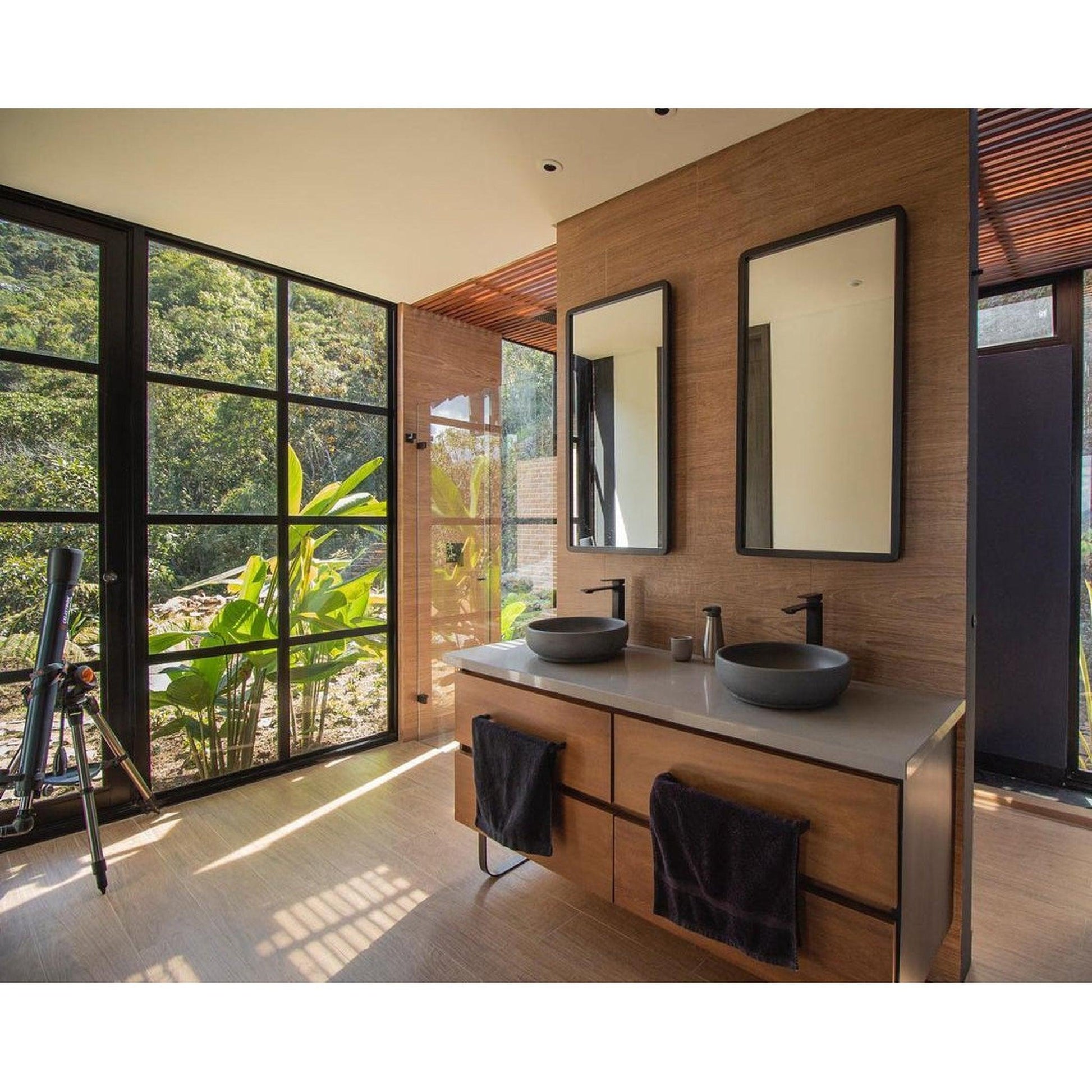 Konkretus Fladd02 15" Coal Black Top Mount Vessel Concrete Bathroom Sink