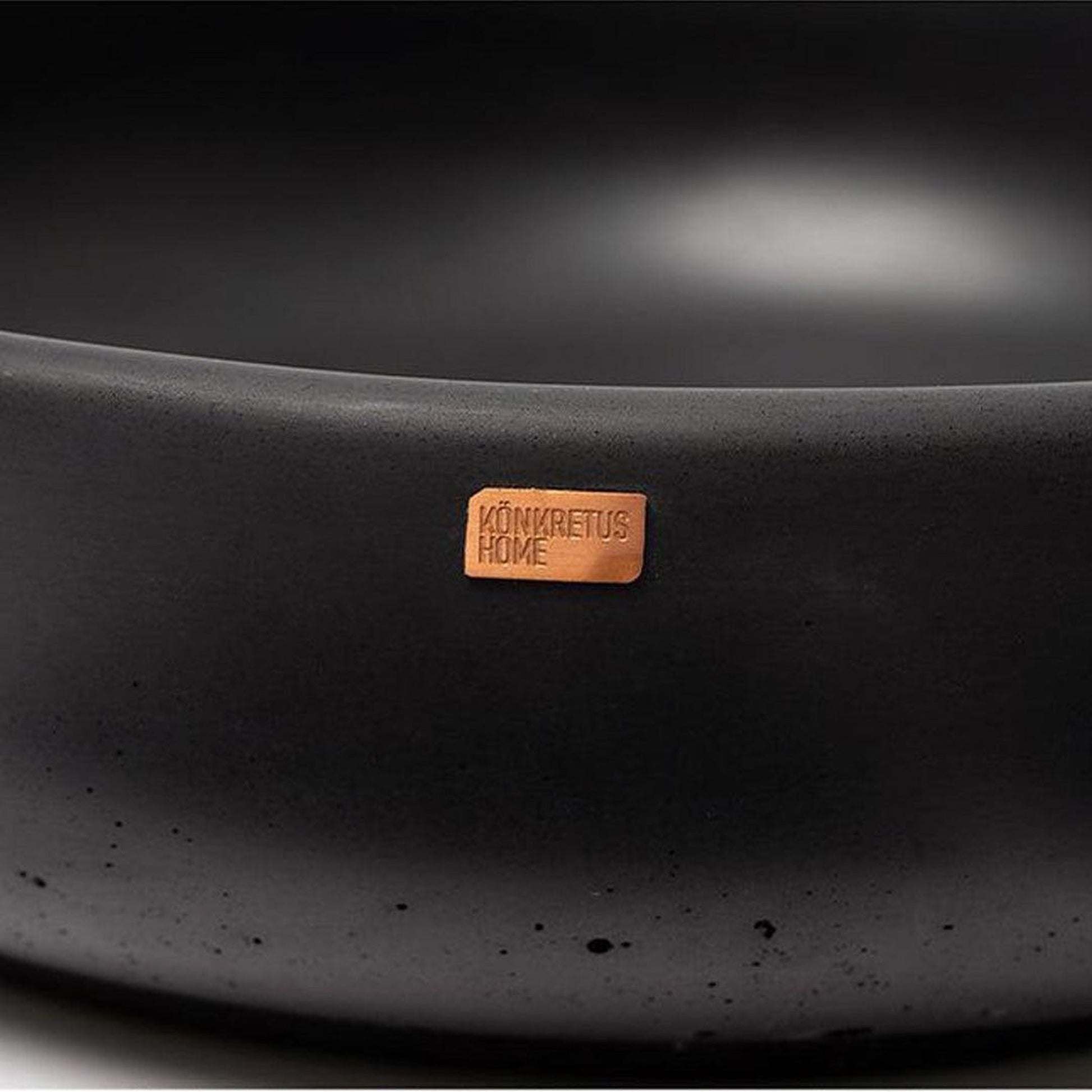 Konkretus Fladd02 15" Coal Black Top Mount Vessel Concrete Bathroom Sink