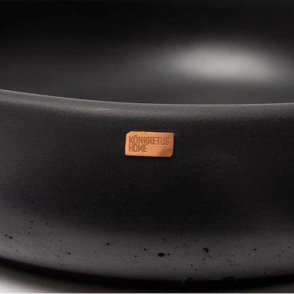 Konkretus Fladd02 15" Coal Black Top Mount Vessel Concrete Bathroom Sink