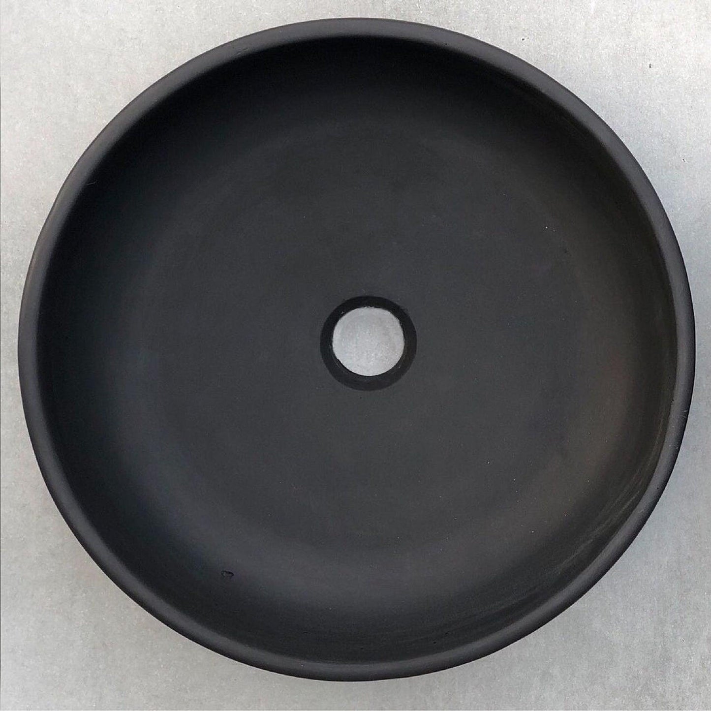 Konkretus Fladd02 15" Coal Black Top Mount Vessel Concrete Bathroom Sink