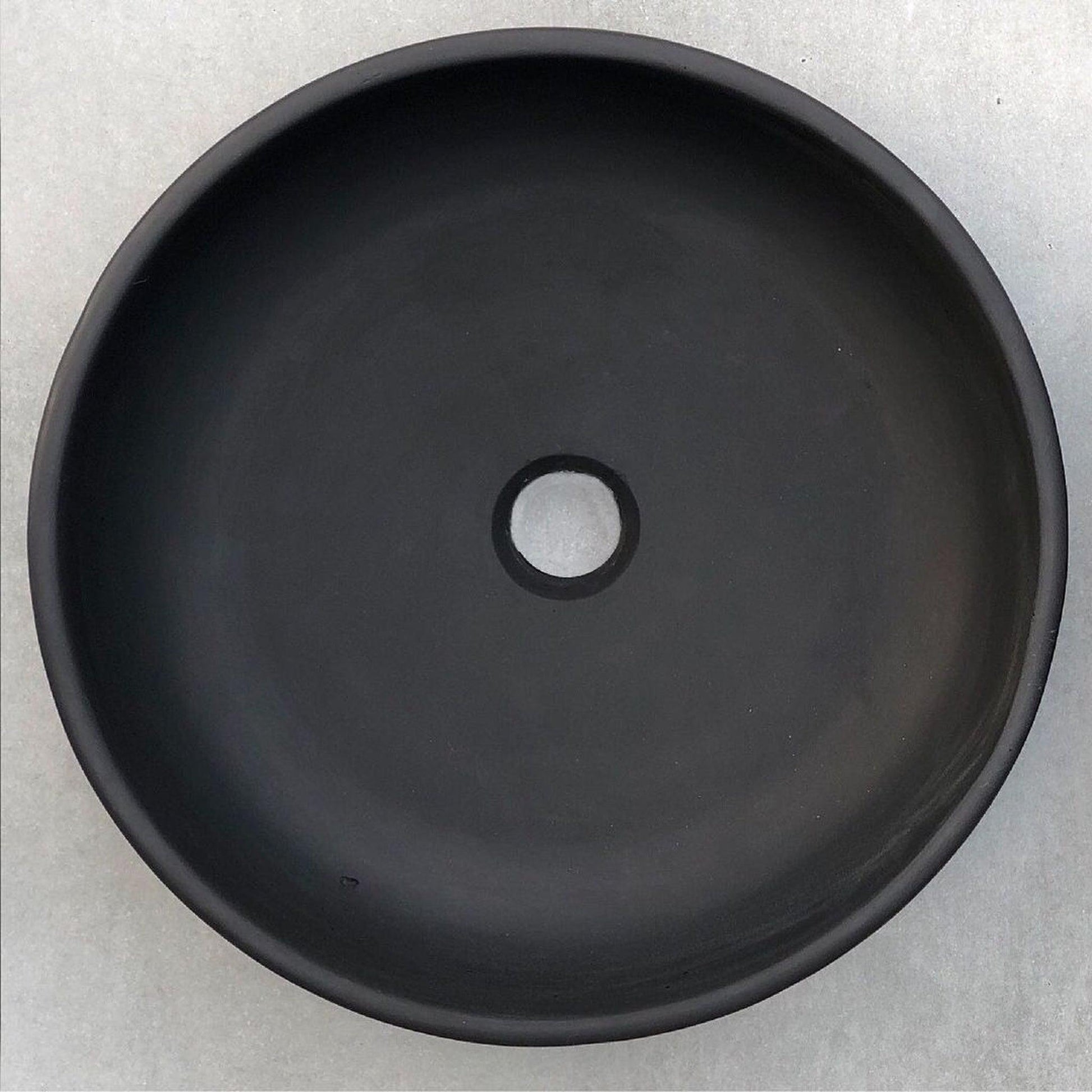 Konkretus Fladd02 15" Coal Black Top Mount Vessel Concrete Bathroom Sink