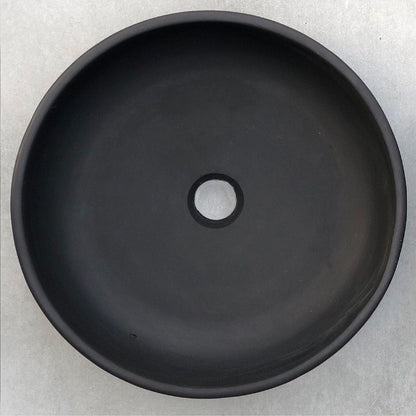 Konkretus Fladd02 15" Coal Black Top Mount Vessel Concrete Bathroom Sink
