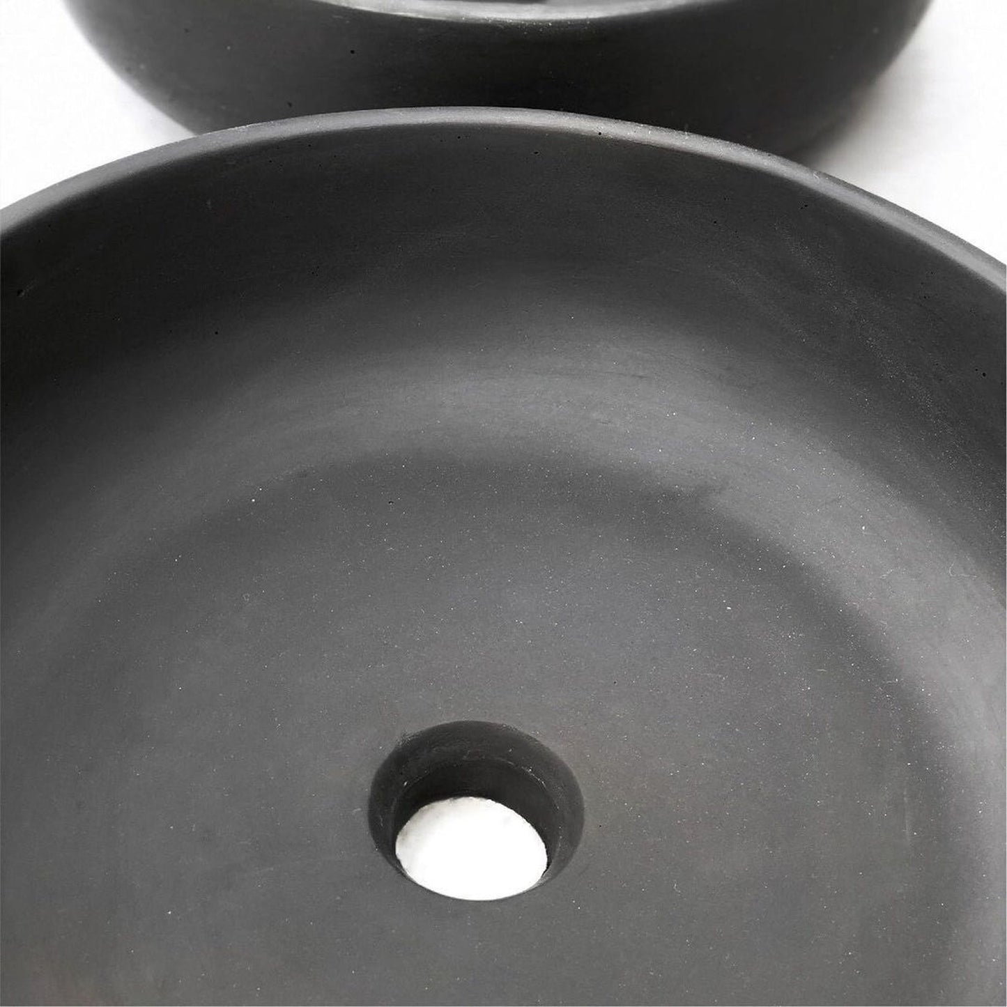 Konkretus Fladd02 15" Coal Black Top Mount Vessel Concrete Bathroom Sink