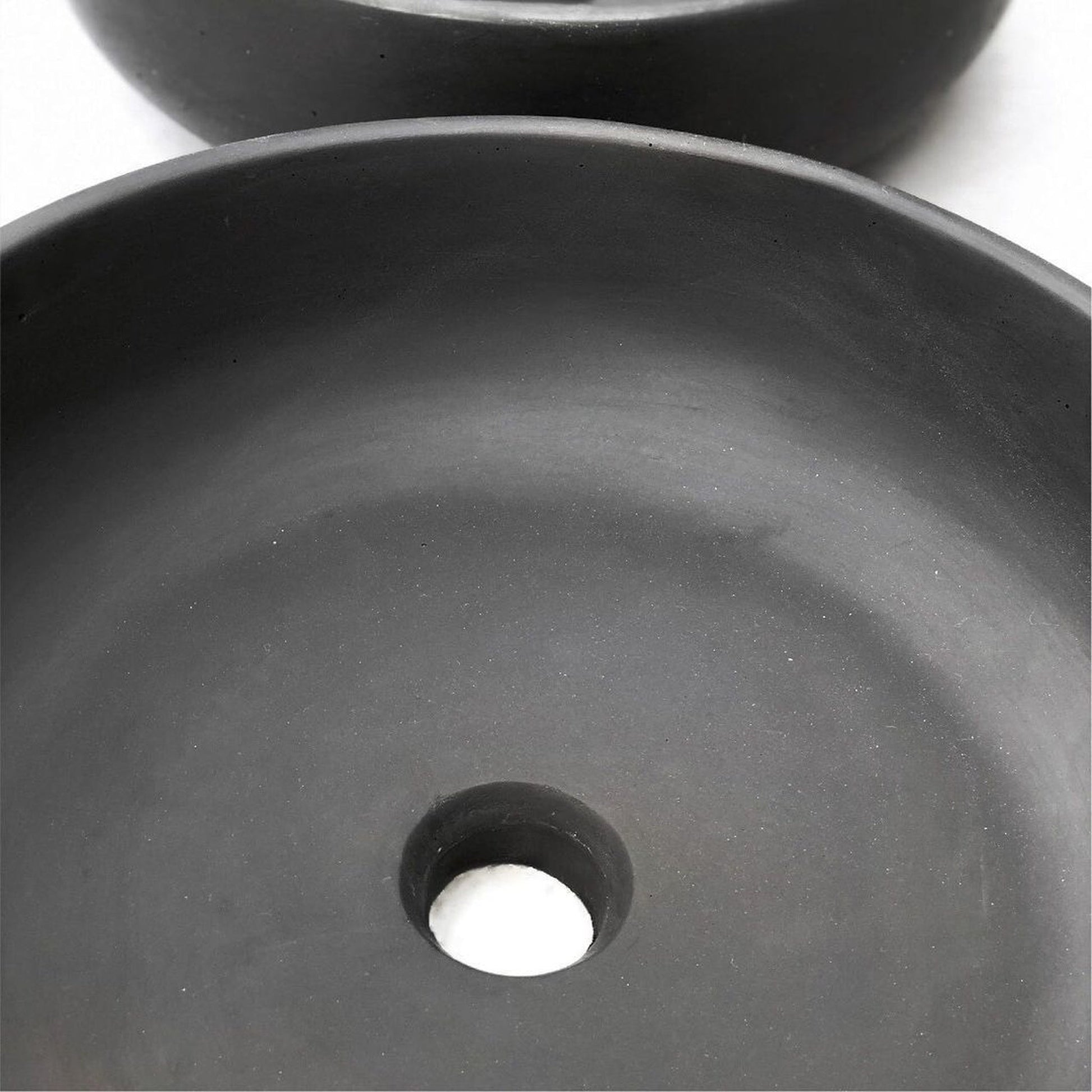 Konkretus Fladd02 15" Coal Black Top Mount Vessel Concrete Bathroom Sink