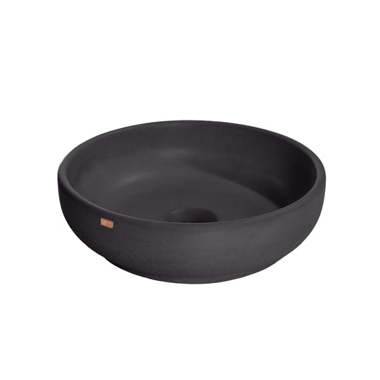 Konkretus Fladd02 15" Coal Black Top Mount Vessel Concrete Bathroom Sink