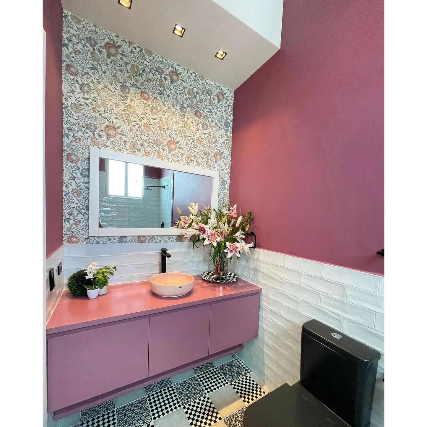 Konkretus Fladd02 15" Coral Red Light Top Mount Vessel Concrete Bathroom Sink