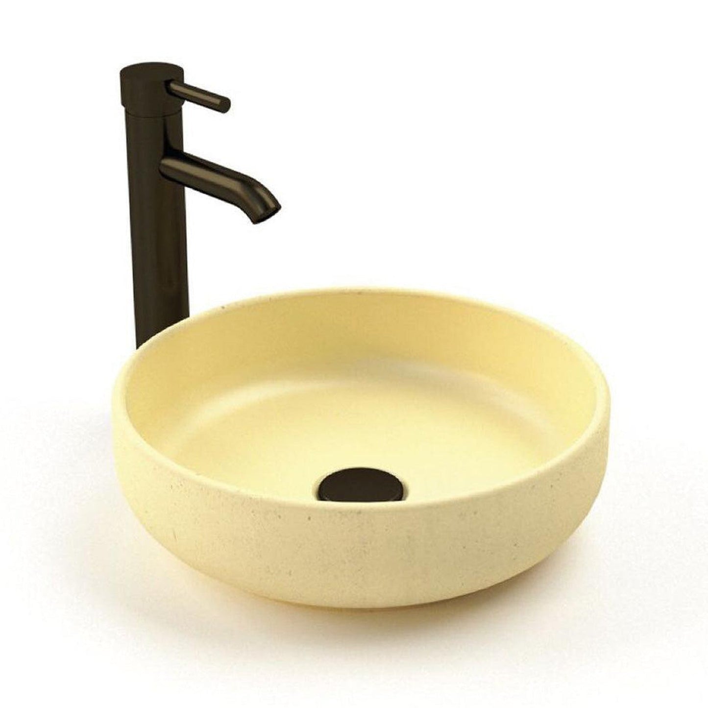 Konkretus Fladd02 15" Dune Yellow Top Mount Vessel Concrete Bathroom Sink