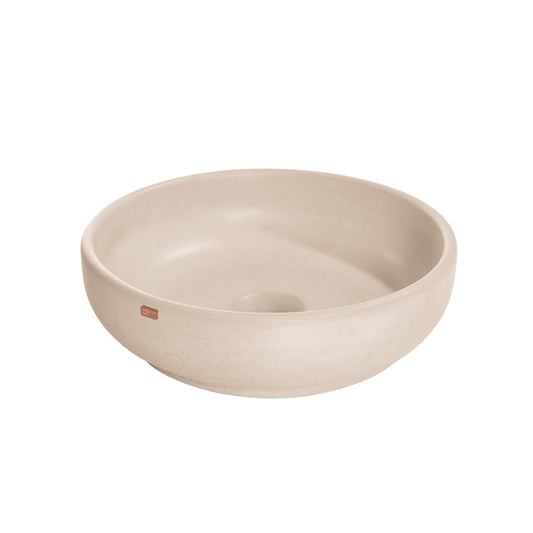 Konkretus Fladd02 15" Linen Beige Top Mount Vessel Concrete Bathroom Sink