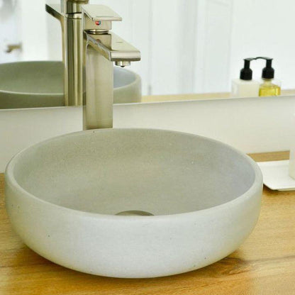 Konkretus Fladd02 15" Rain Gray Top Mount Vessel Concrete Bathroom Sink