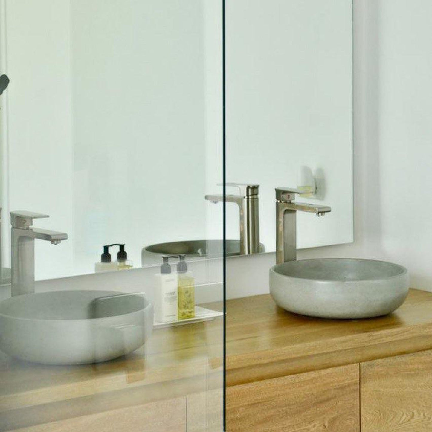 Konkretus Fladd02 15" Rain Gray Top Mount Vessel Concrete Bathroom Sink