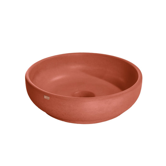 Konkretus Fladd02 15" Terracota Red Top Mount Vessel Concrete Bathroom Sink