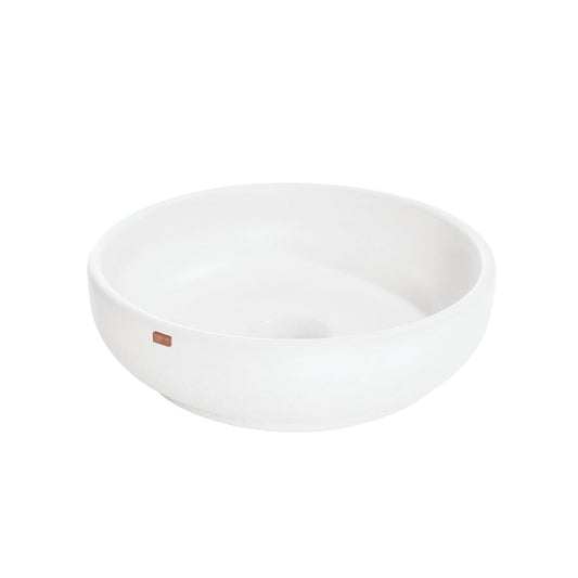 Konkretus Fladd02 15" Tulum White Top Mount Vessel Concrete Bathroom Sink