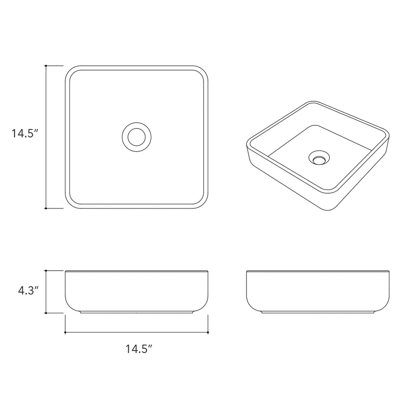 Konkretus Fladd03 15" Amazonic Green Top Mount Square Vessel Concrete Bathroom Sink