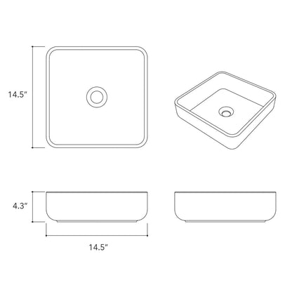 Konkretus Fladd03 15" Amazonic Green Top Mount Square Vessel Concrete Bathroom Sink