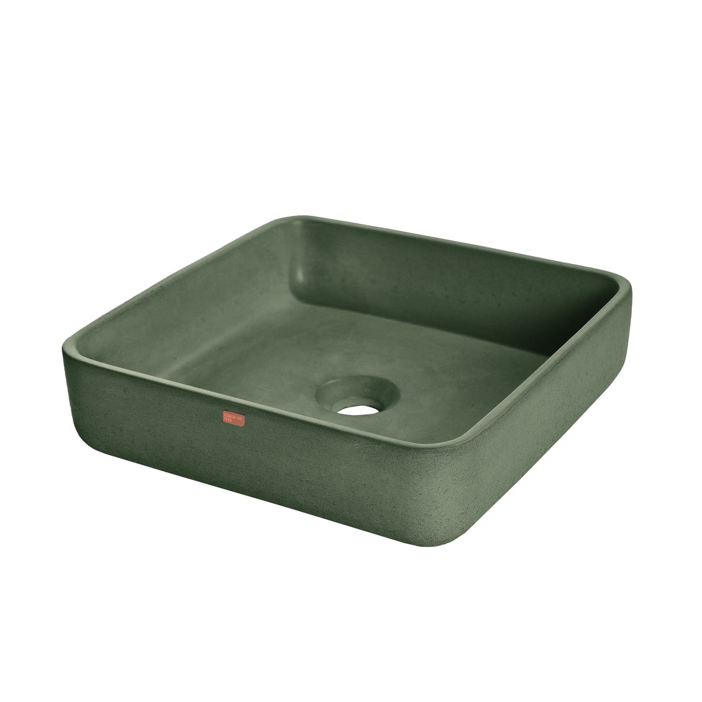 Konkretus Fladd03 15" Amazonic Green Top Mount Square Vessel Concrete Bathroom Sink