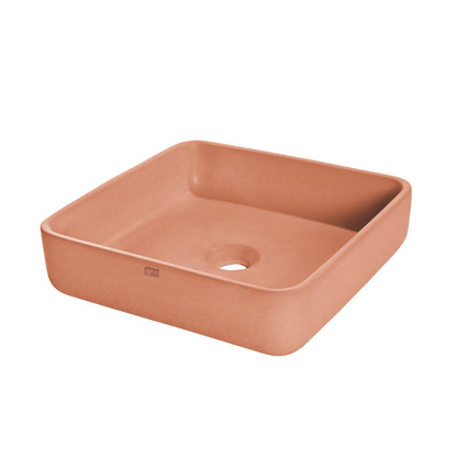 Konkretus Fladd03 15" Antilles Orange Top Mount Square Vessel Concrete Bathroom Sink