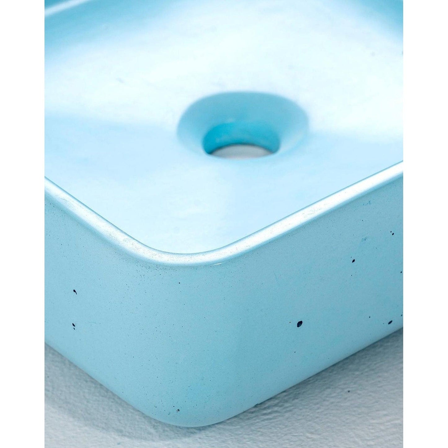 Konkretus Fladd03 15" Caribbean Blue Top Mount Square Vessel Concrete Bathroom Sink