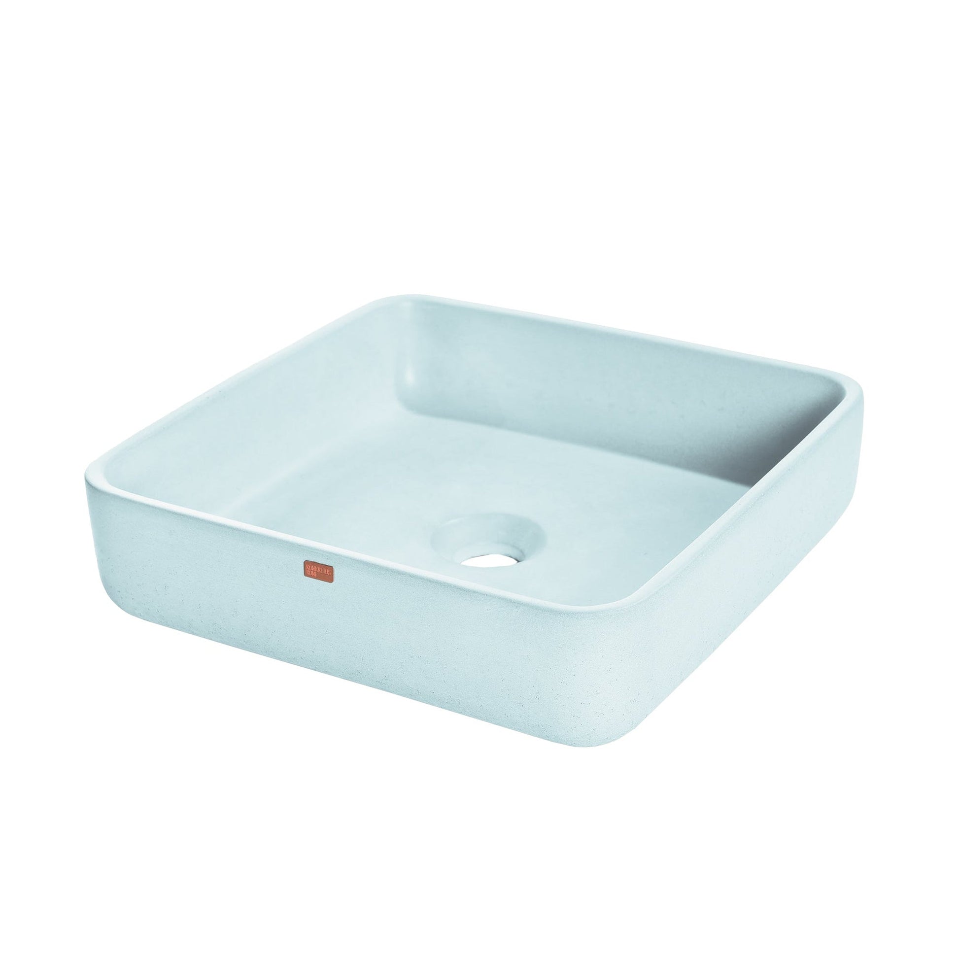 Konkretus Fladd03 15" Caribbean Blue Top Mount Square Vessel Concrete Bathroom Sink