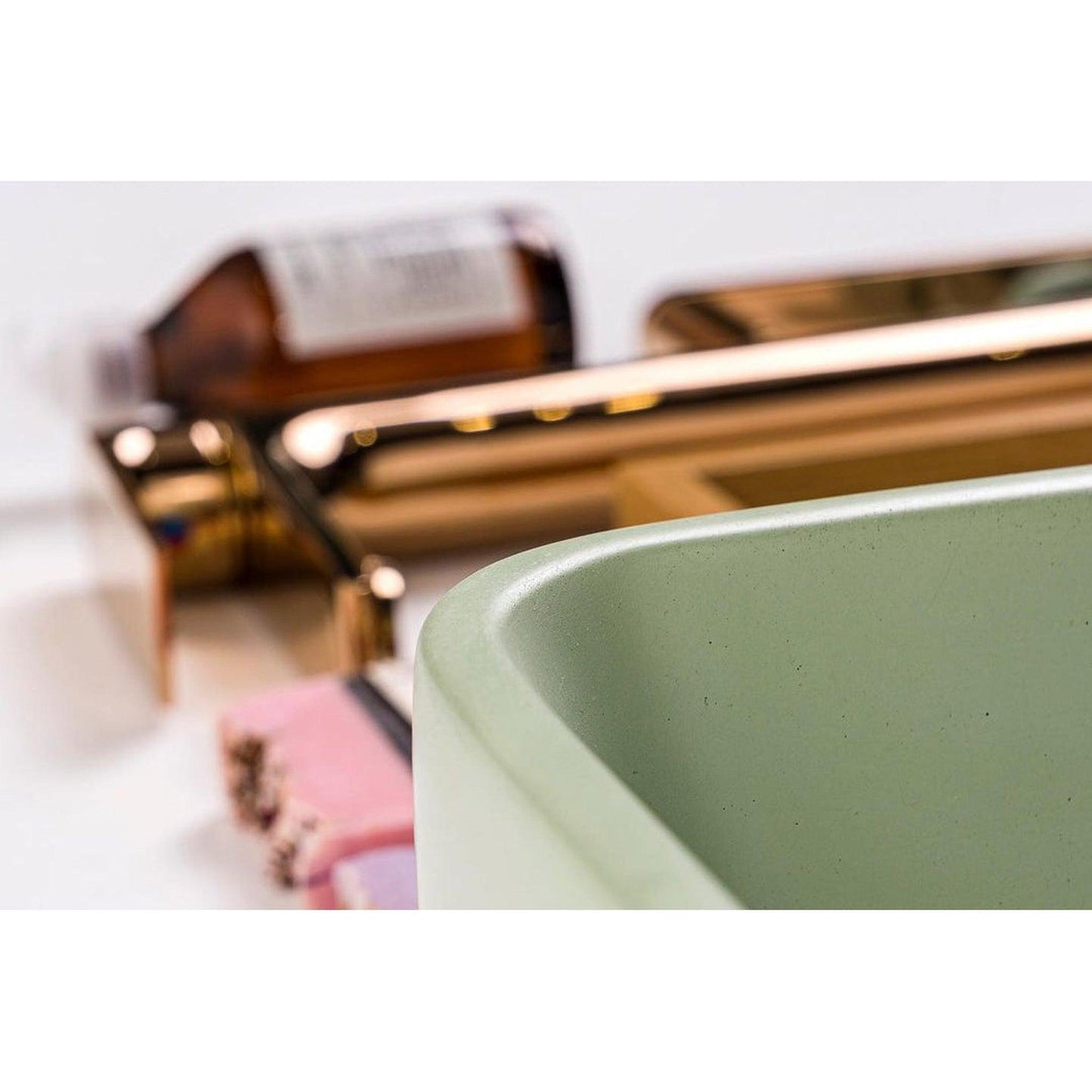 Konkretus Fladd03 15" Ceiba Green Top Mount Square Vessel Concrete Bathroom Sink