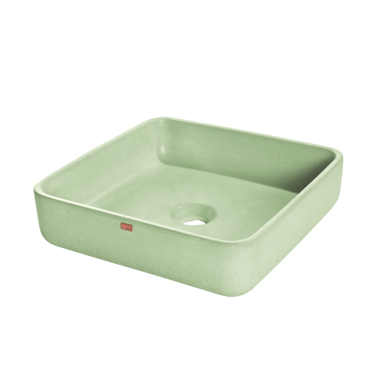 Konkretus Fladd03 15" Ceiba Green Top Mount Square Vessel Concrete Bathroom Sink