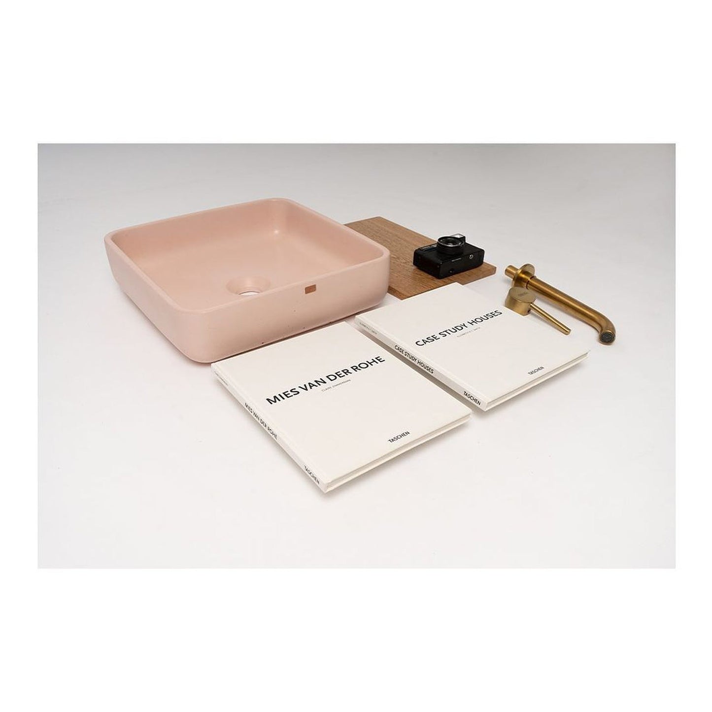 Konkretus Fladd03 15" Coral Light Red Top Mount Square Vessel Concrete Bathroom Sink