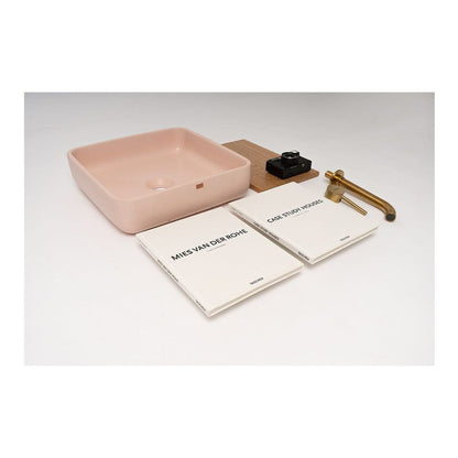 Konkretus Fladd03 15" Coral Light Red Top Mount Square Vessel Concrete Bathroom Sink