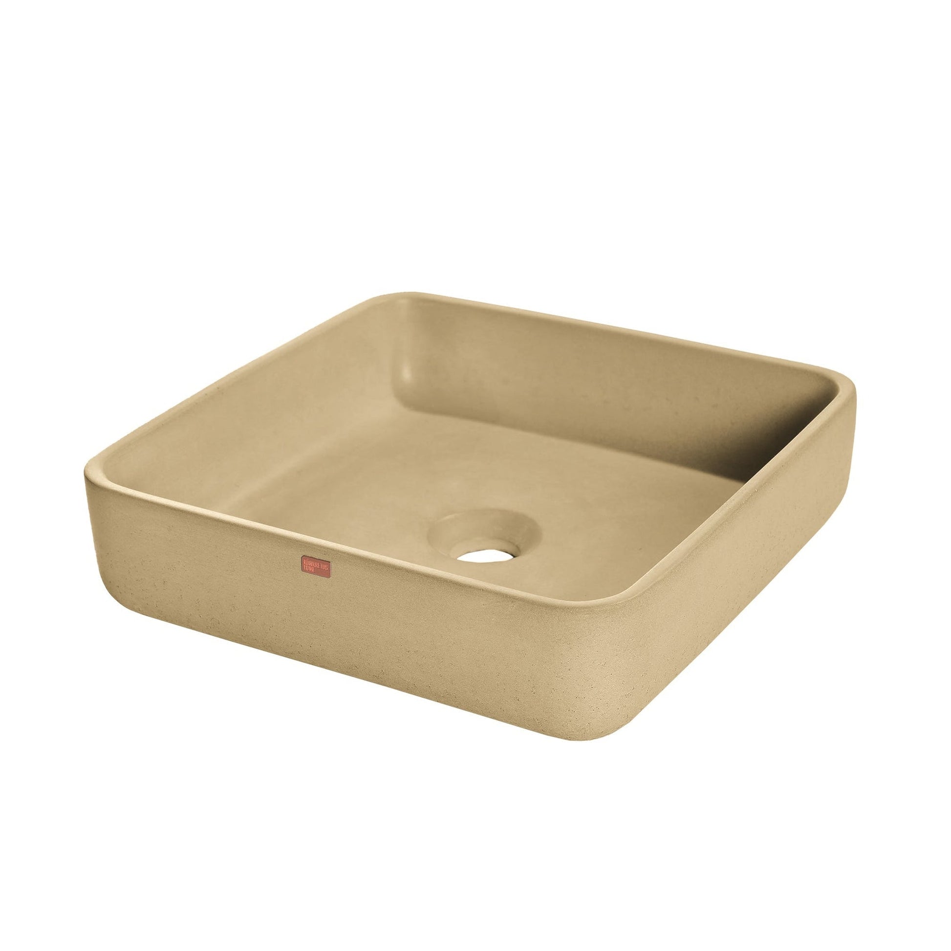 Konkretus Fladd03 15" Desert Brown Top Mount Square Vessel Concrete Bathroom Sink