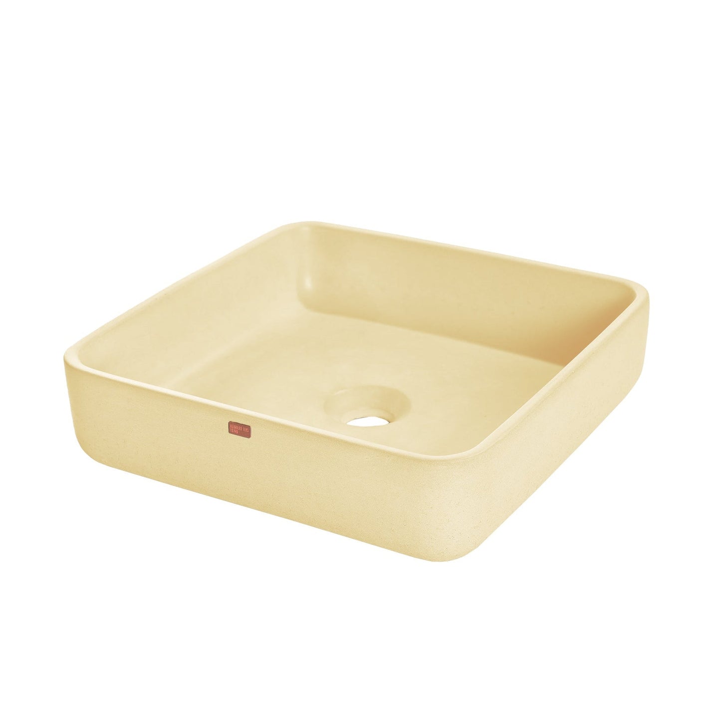 Konkretus Fladd03 15" Dune Yellow Top Mount Square Vessel Concrete Bathroom Sink