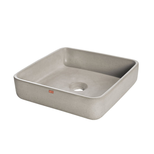 Konkretus Fladd03 15" Rain Gray Top Mount Square Vessel Concrete Bathroom Sink