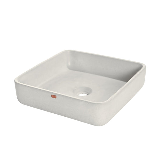 Konkretus Fladd03 15" Shadow Gray Top Mount Square Vessel Concrete Bathroom Sink