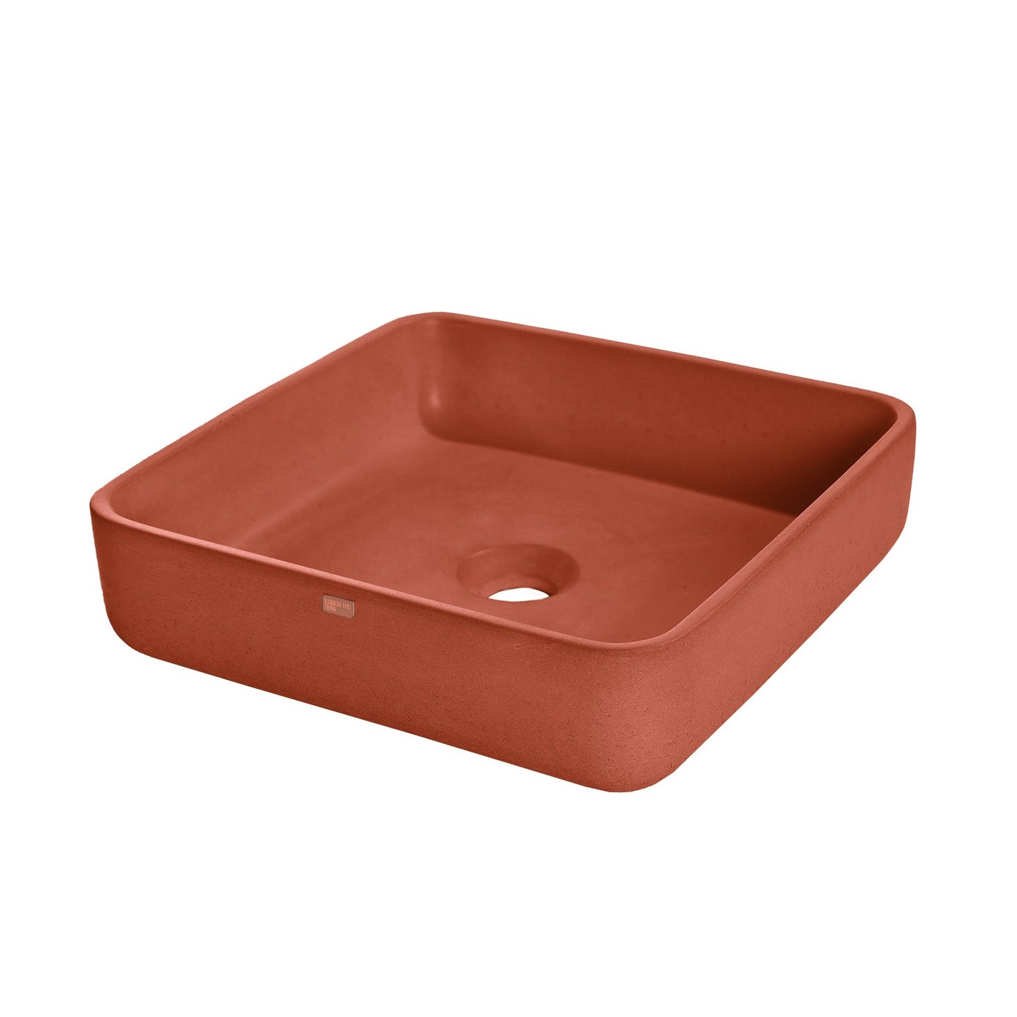 Konkretus Fladd03 15" Terracota Red Top Mount Square Vessel Concrete Bathroom Sink