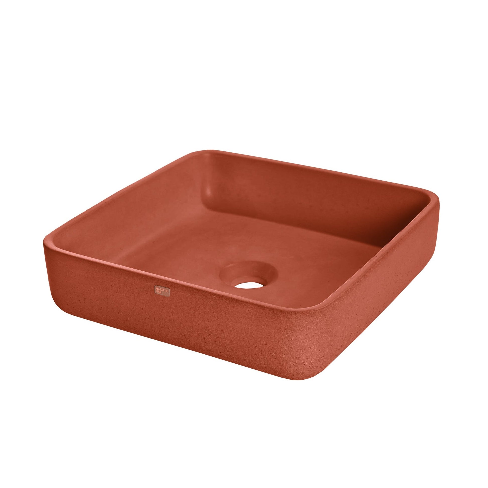 Konkretus Fladd03 15" Terracota Red Top Mount Square Vessel Concrete Bathroom Sink