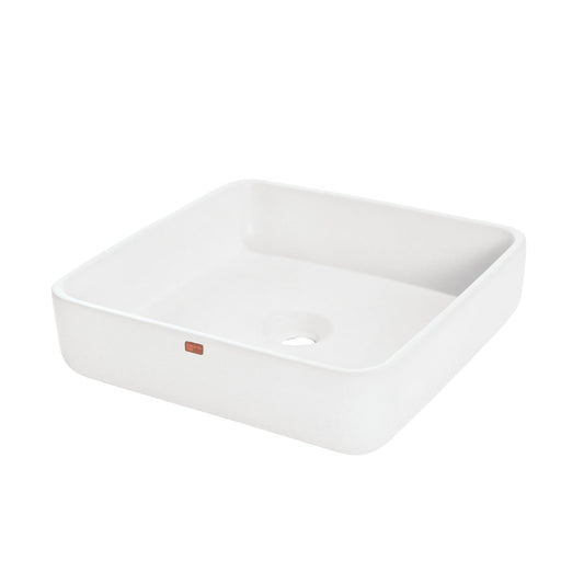 Konkretus Fladd03 15" Tulum White Top Mount Square Vessel Concrete Bathroom Sink