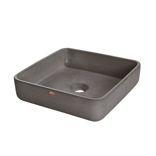 Konkretus Fladd03 15" Volcanic Gray Top Mount Square Vessel Concrete Bathroom Sink