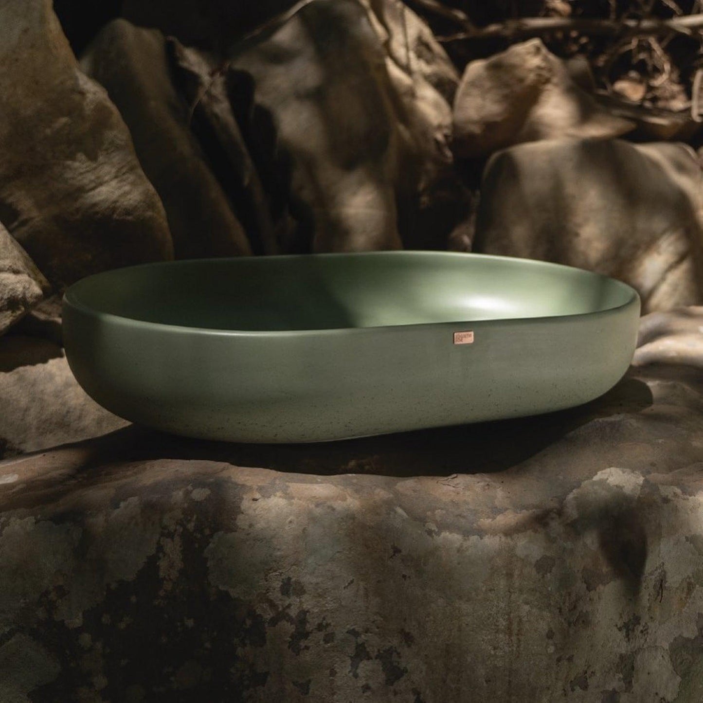 Konkretus Fladd04 22" Amazonic Green Top Mount Oval Vessel Concrete Bathroom Sink