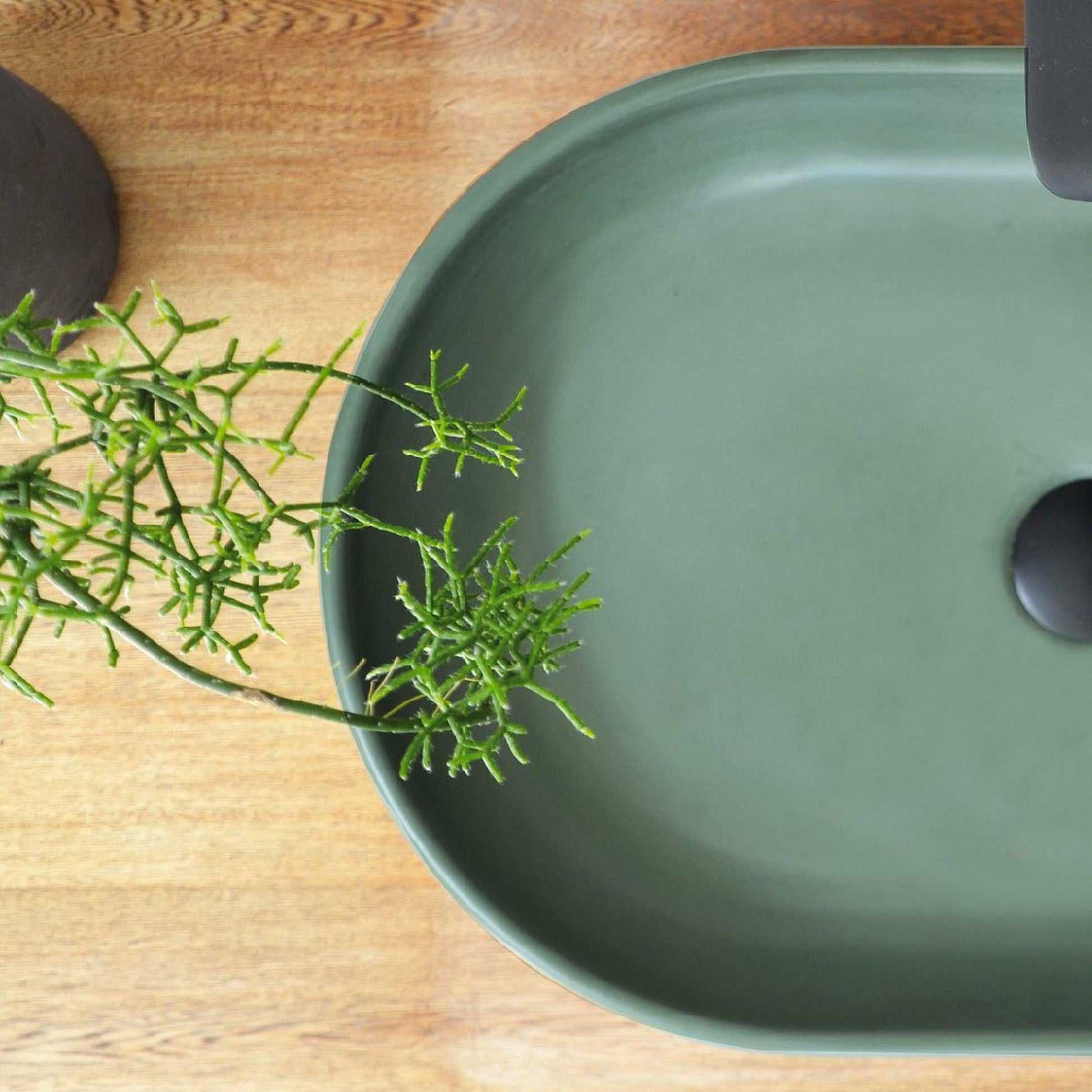 Konkretus Fladd04 22" Amazonic Green Top Mount Oval Vessel Concrete Bathroom Sink