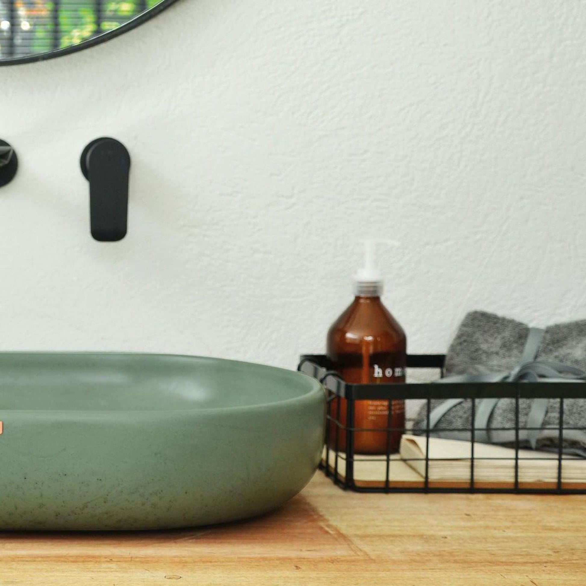 Konkretus Fladd04 22" Amazonic Green Top Mount Oval Vessel Concrete Bathroom Sink