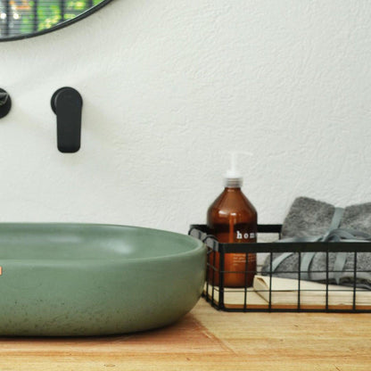 Konkretus Fladd04 22" Amazonic Green Top Mount Oval Vessel Concrete Bathroom Sink