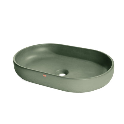 Konkretus Fladd04 22" Amazonic Green Top Mount Oval Vessel Concrete Bathroom Sink