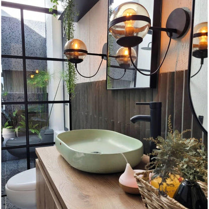 Konkretus Fladd04 22" Ceiba Green Top Mount Oval Vessel Concrete Bathroom Sink